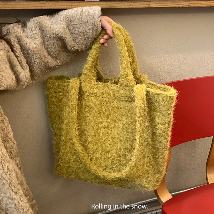 韩版设计感毛绒单肩包女大容量百搭通勤复古慵懒风手提腋下托特包,箱包皮具/热销女包/男包,通用款女包,淘宝优惠券,粉丝福利购,淘宝优惠卷
