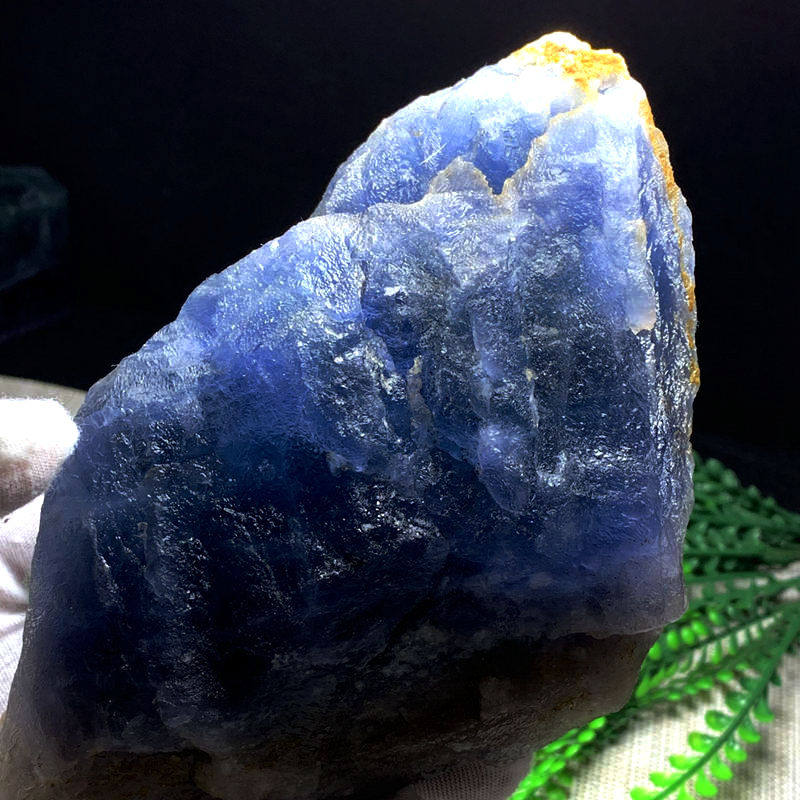 天然蓝萤石原石软萤石透体蓝水晶摆件毛料处理f617