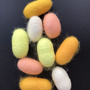彩色蚕茧可抽丝桑蚕茧烘干完整带蚕蛹学生手工DIY蚕丝扇彩绘展示