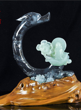 悟道中华龙天然玉石家居装饰品