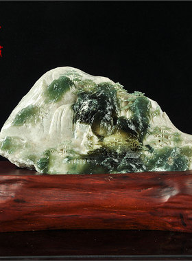 天然辽宁玉石纯手工雕刻山水摆件