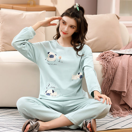 睡衣女秋冬纯棉长袖长裤家居服