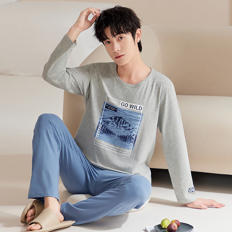 2025年新款睡衣男士春秋款秋季长袖长裤家居服男款四季款薄款套装