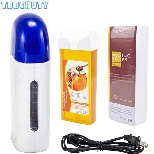 3 In 1 Roller Waxing Kit Depilatory Wax Warmer Strips For Ha