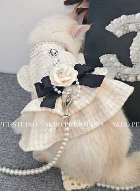 宠物猫咪狗狗名媛小香风公主裙马尔济斯约克夏比熊春秋公主牵引裙