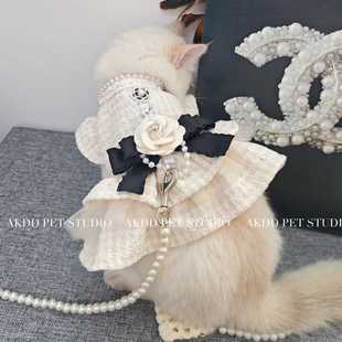 宠物猫咪狗狗名媛小香风公主裙马尔济斯约克夏比熊秋冬公主牵引裙