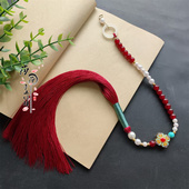 手工编织25厘米流苏长款 压襟配饰背云挂件百搭古风长吊坠 挂件古装