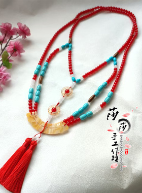 秦汉古风宿命复原璎珞仿玉璜汉服配饰敦煌项链魏晋古装仿绿松战国