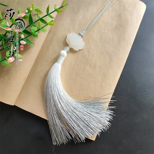白玉莲花渐变流苏挂件简约古装汉服压襟腰坠旗袍压襟挂件古风扇坠
