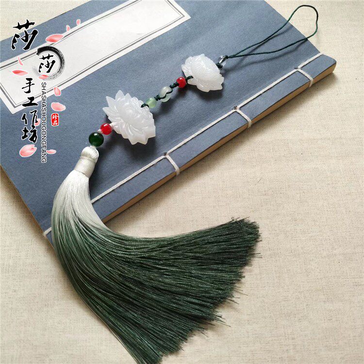 手工腰佩汉服禁步大小莲花渐变流苏腰间配饰古装压襟坠男女款挂件