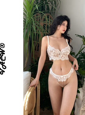 VACW超薄透气性感舒适法式大胸显小聚拢少女内衣文胸蕾丝防走光