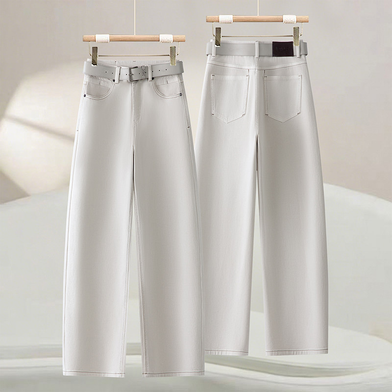 浅色牛仔裤女2026新款休闲阔腿裤春季裤子高腰显瘦宽松弯刀裤长裤