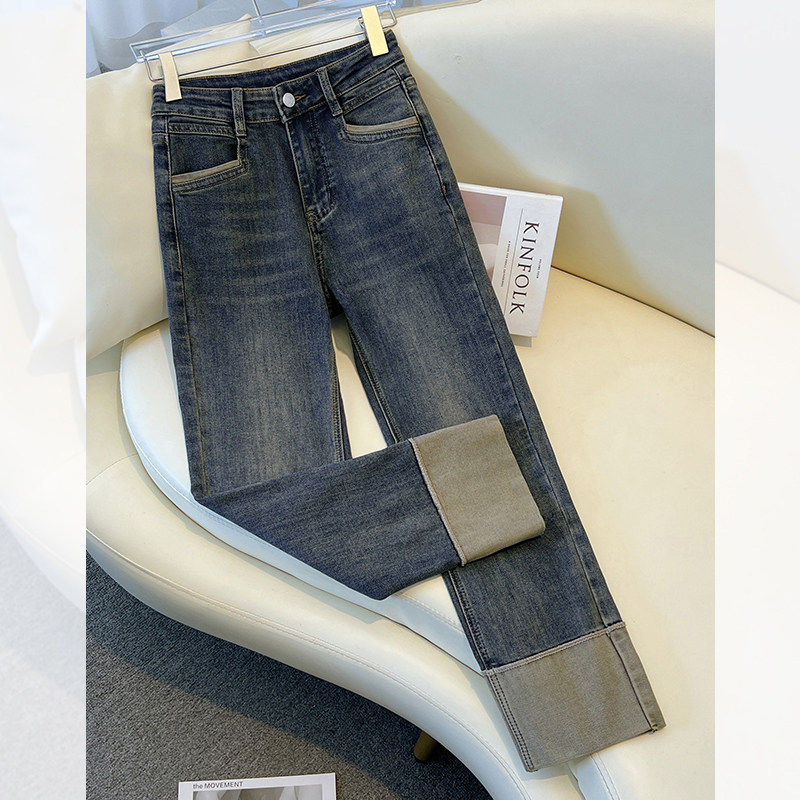 烟管牛仔裤女春季2026新款今年流行爆款小个子复古显瘦九分直筒裤