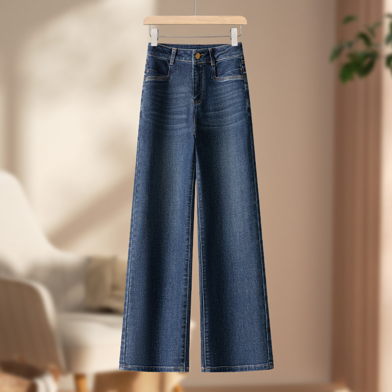 复古窄版阔腿牛仔裤女春秋2026新款今年流行爆款高腰显瘦直筒裤子