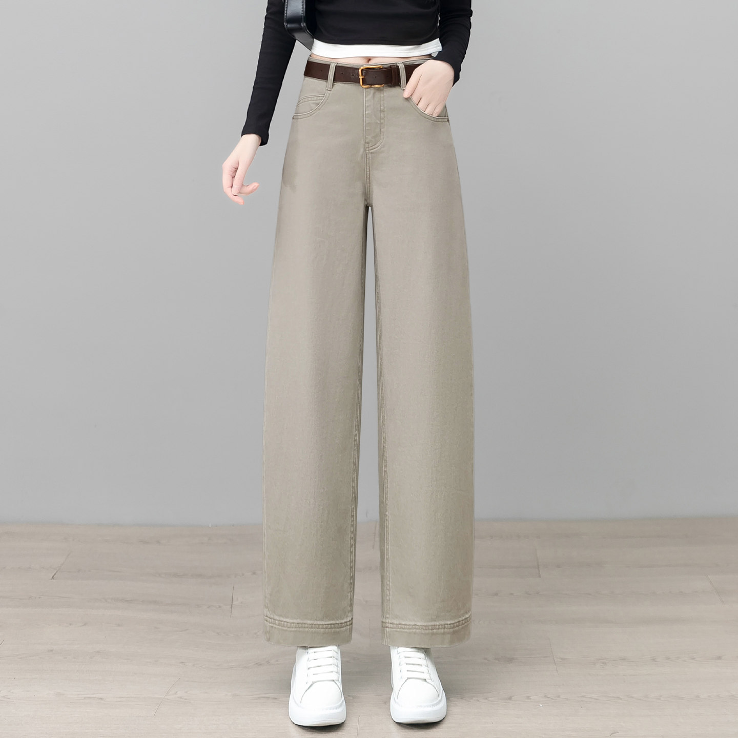 九分牛仔弯刀裤女春秋2026年新款高腰宽松百搭垂感休闲直筒阔腿裤