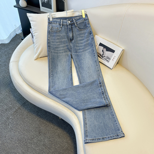复古蓝微喇牛仔裤女高腰2025年新款弹力紧身显瘦高级感九分喇叭裤