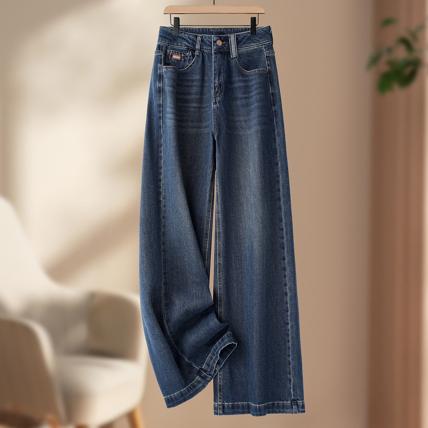 高腰阔腿牛仔裤女2026年春秋季新款复古蓝宽松显瘦直筒裤休闲长裤