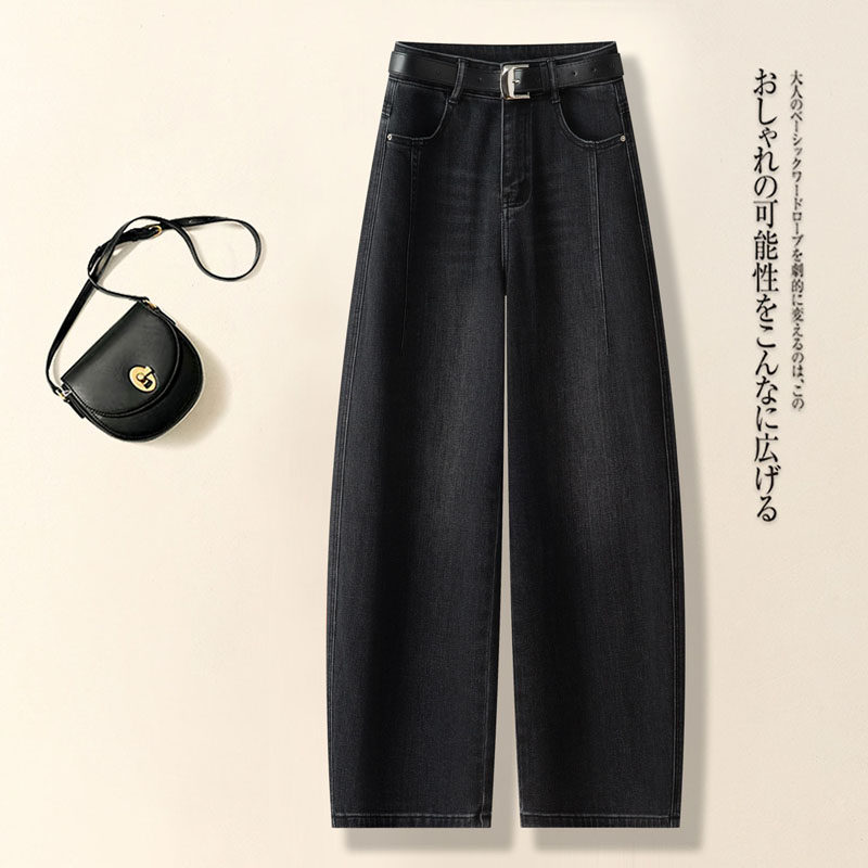 黑色复古弯刀牛仔裤女春秋2026新款高腰宽松显瘦巨好看香蕉镰刀裤