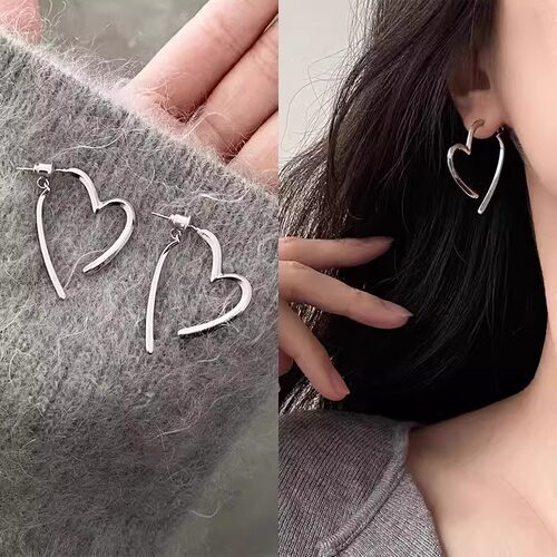 爱心耳环女素圈冷淡风耳圈小众2024新款爆款耳饰耳钉爆款饰品