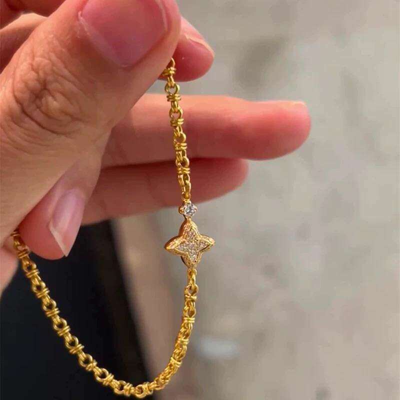 四芒星沙金手链幸运星链