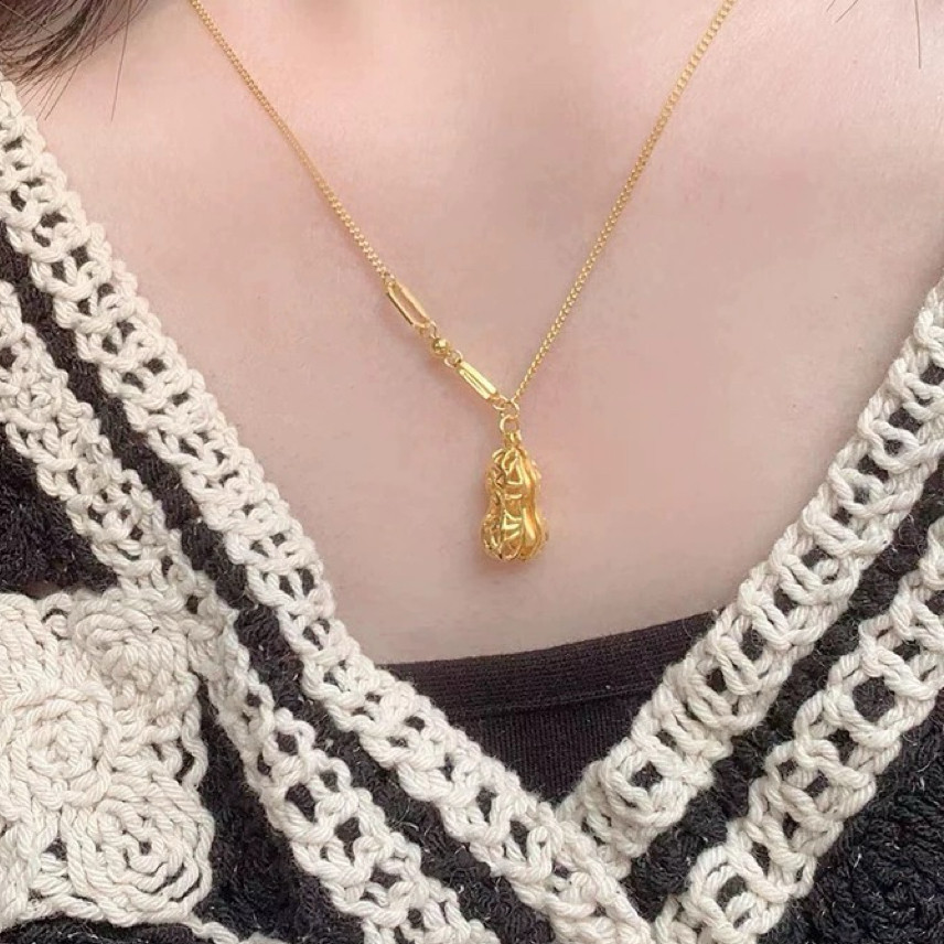花生沙金项链彷真黄金色