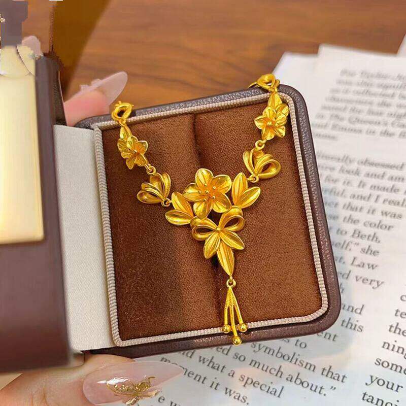 金店同款三生花流苏项链女幸福之花婚嫁套链越南沙金仿真黄金配饰