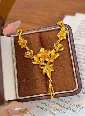 金店同款三生花流苏项链