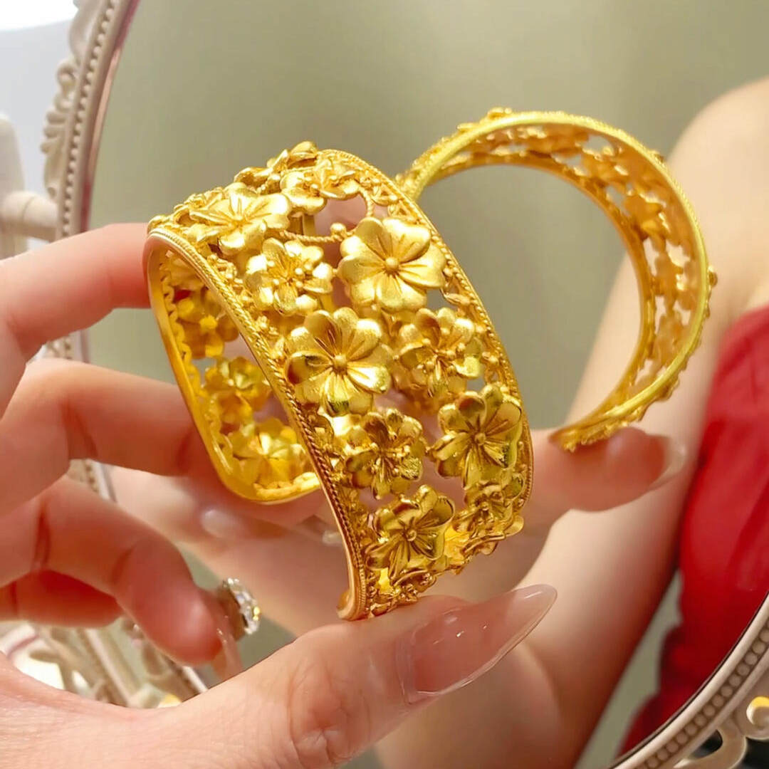 繁花似锦黄金色手镯婚嫁