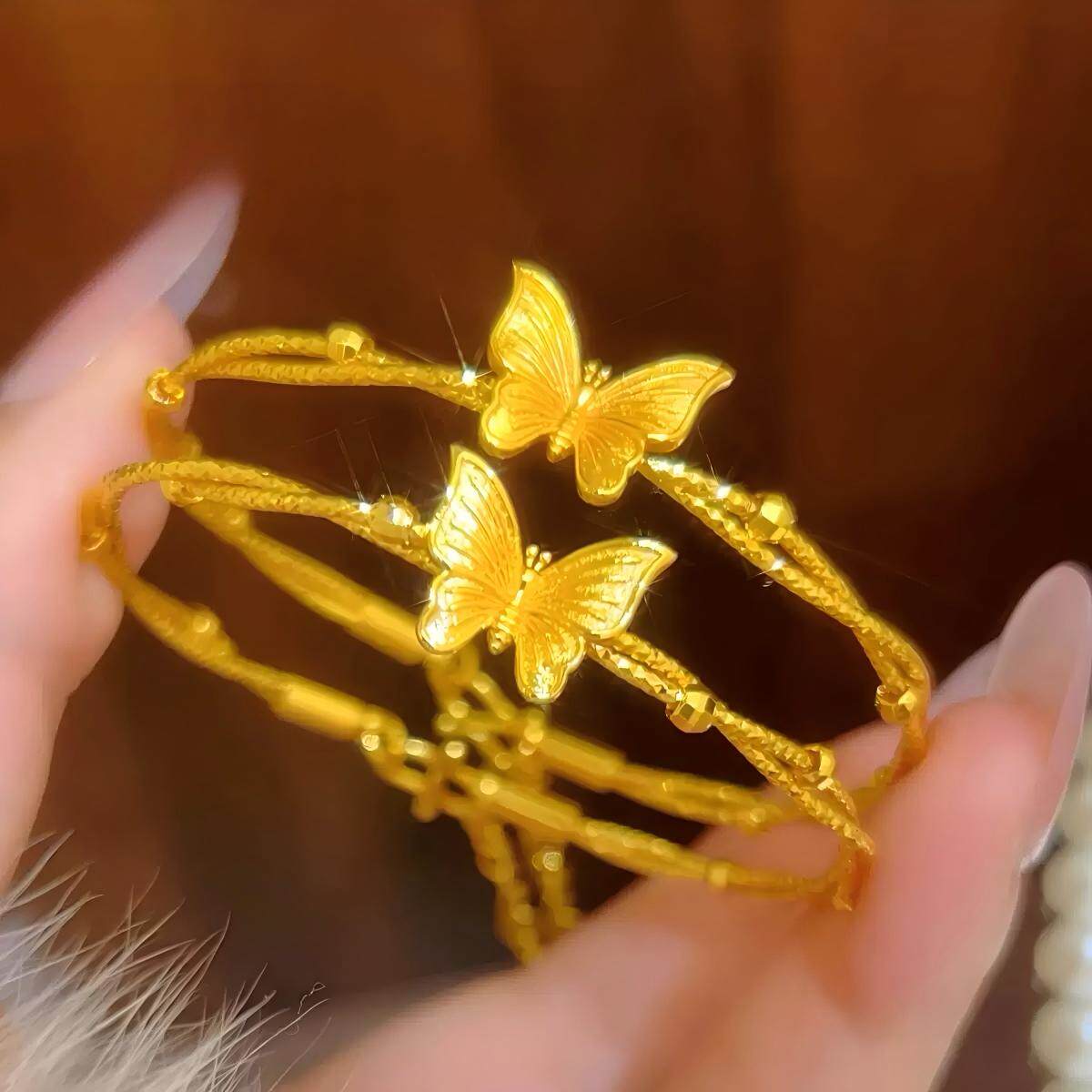 蝴蝶沙金手镯彷真黄金色