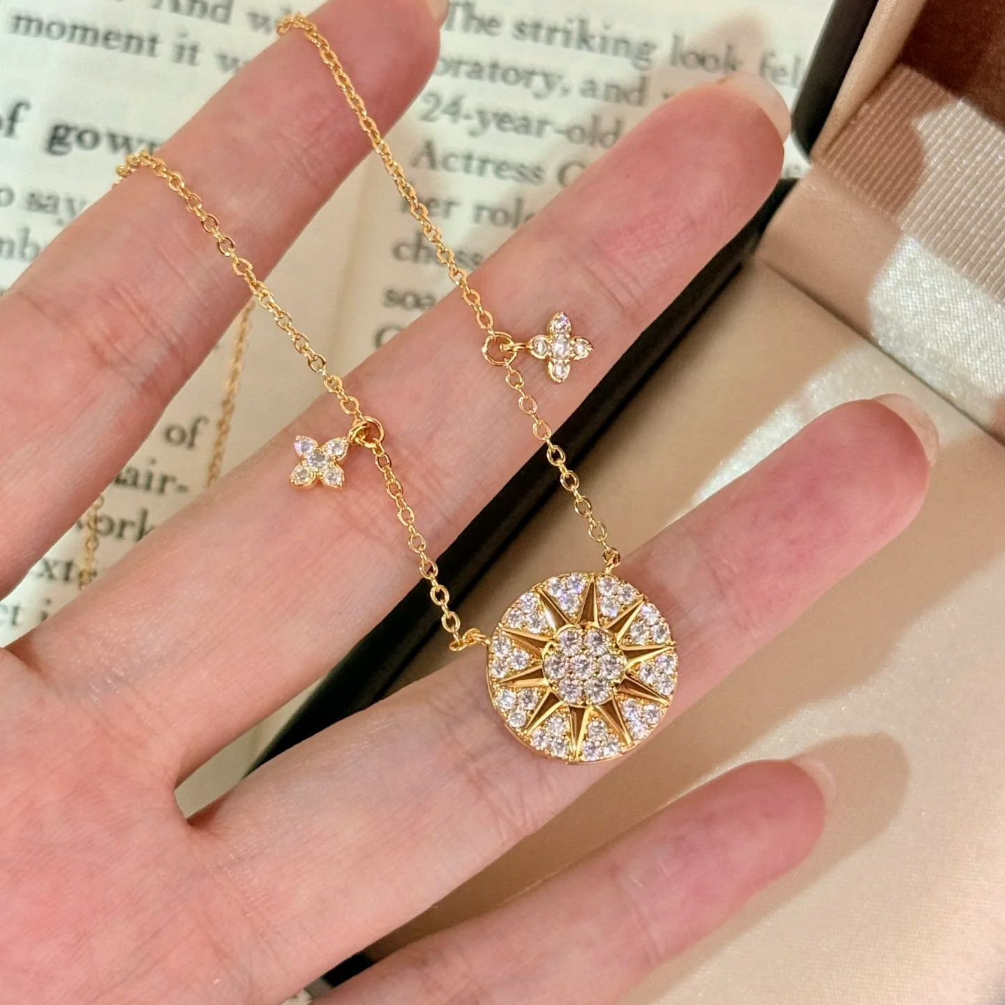 八芒星沙金吊装罗盘项链
