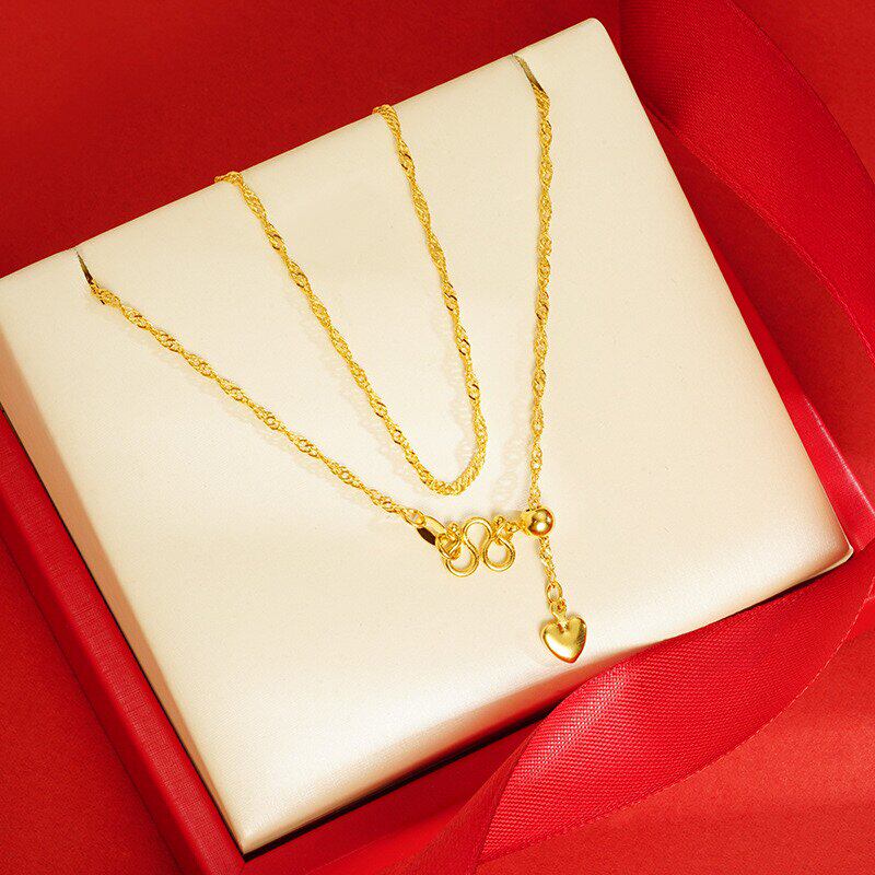 2025新款可调节水波万能项链女士越南沙金仿真黄金轻奢小众高级感