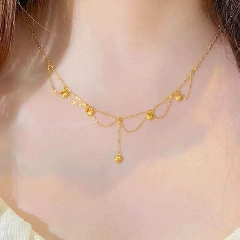 爱心流苏项链彷真黄金沙