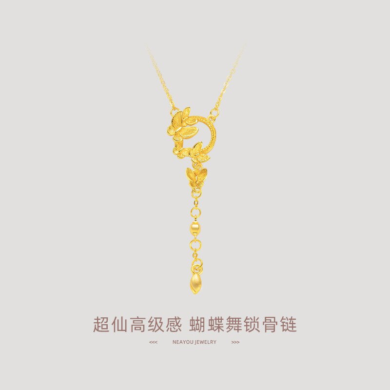 新款花环蝴蝶流苏项炼女