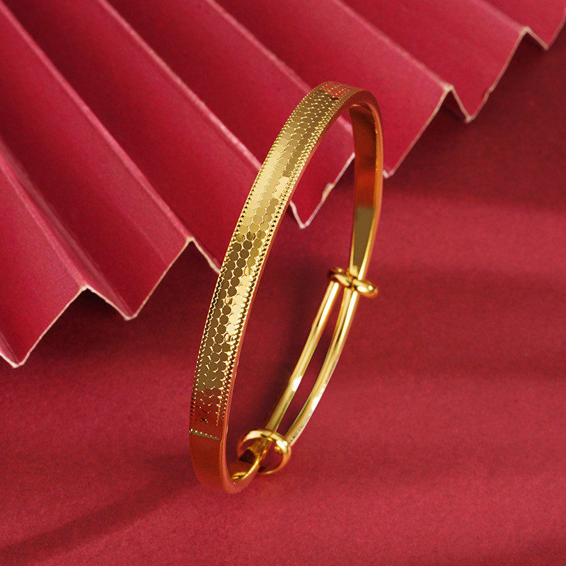 新款龙鳞推拉手镯女士越南沙金仿真黄金实心正品不掉色送妈妈首饰