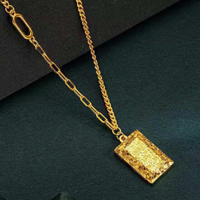 越南沙金cnc碎冰冰暴富一体项链女仿真黄金不掉色轻奢高级感配饰