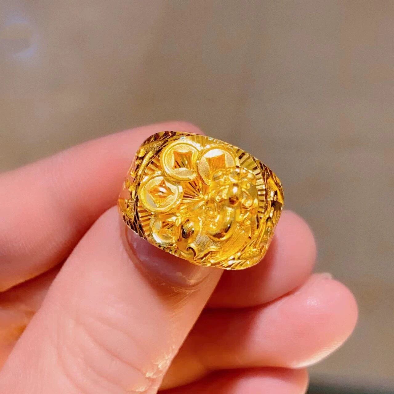 貔貅钱币男士戒指新年彷