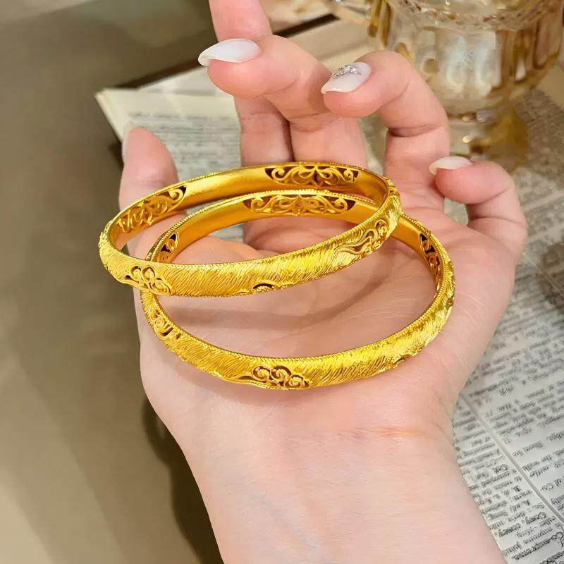 祥云沙金手镯彷真黄金色