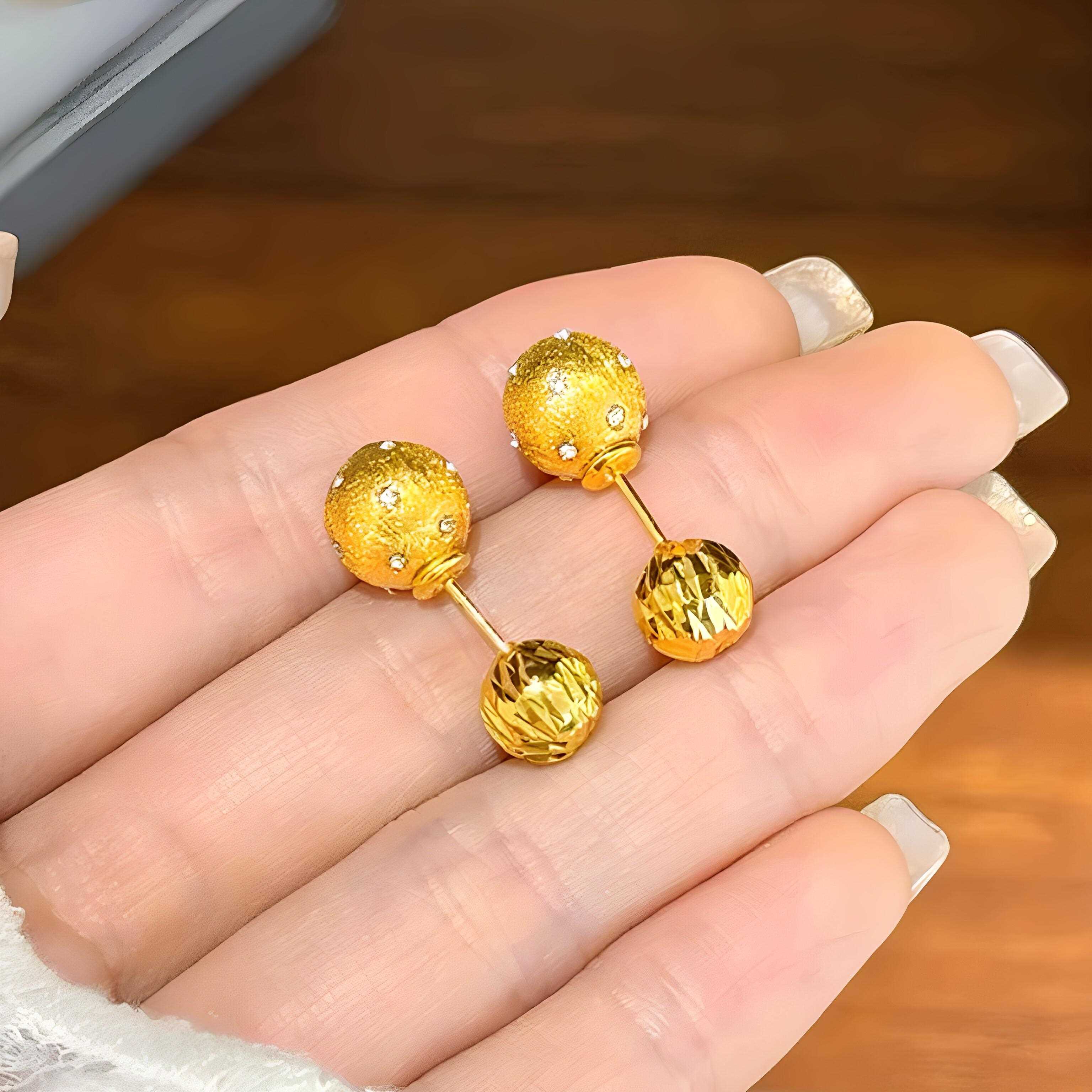 双珠小金球耳针中古拉丝