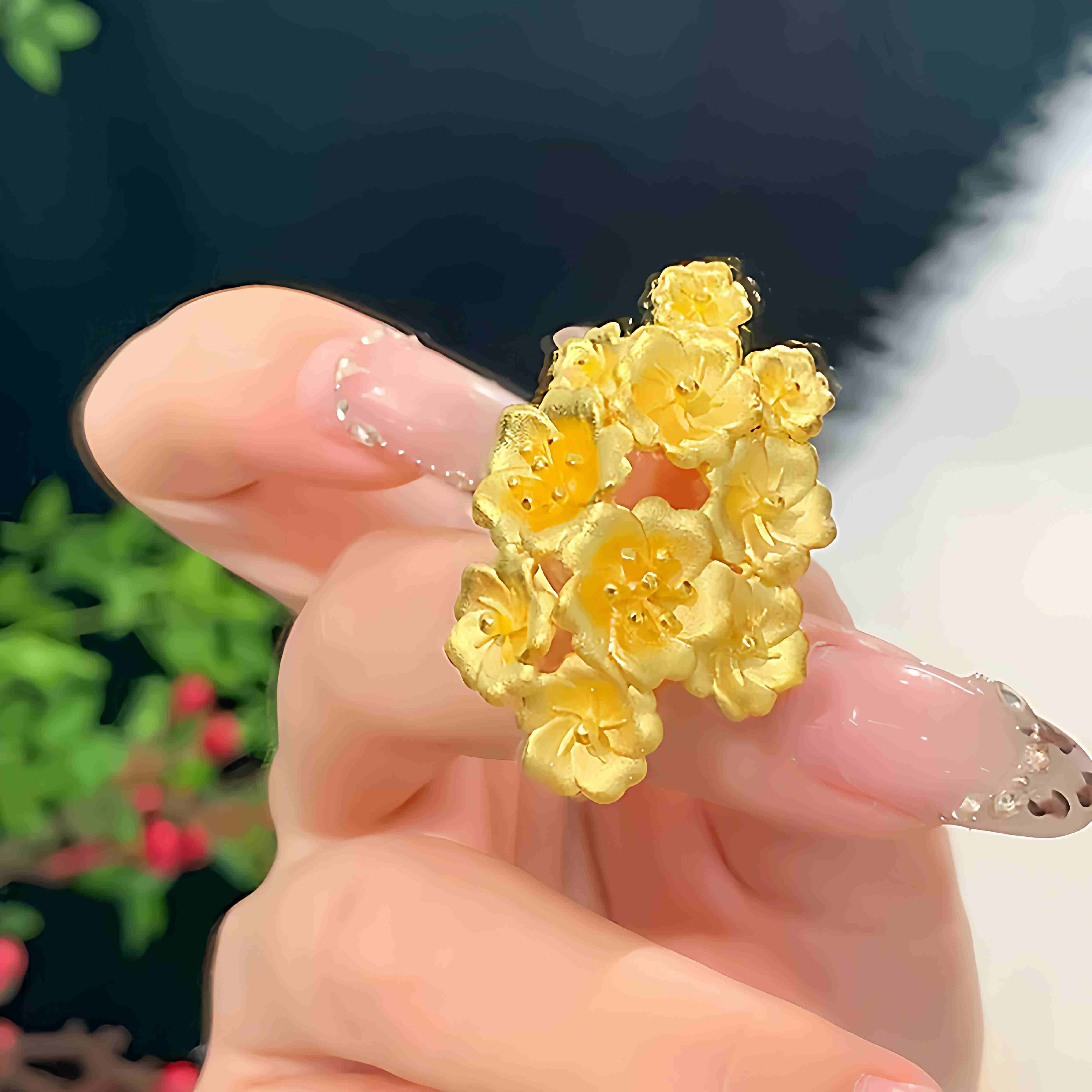 繁花戒指女彷真黄金沙金