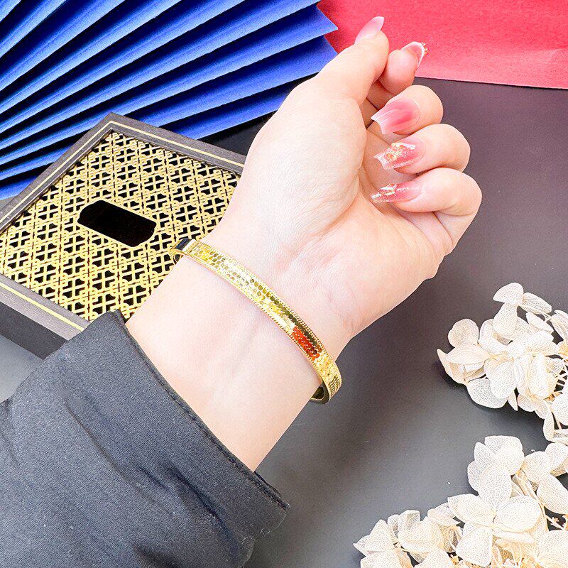 2025年龙鳞推拉手镯女士实心光面越南沙金仿真黄金送妈妈礼物首饰