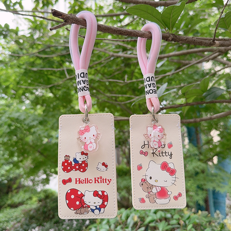 凯蒂猫双卡位分隔式卡套可爱卡通女学生饭卡校园身份证件地铁公交