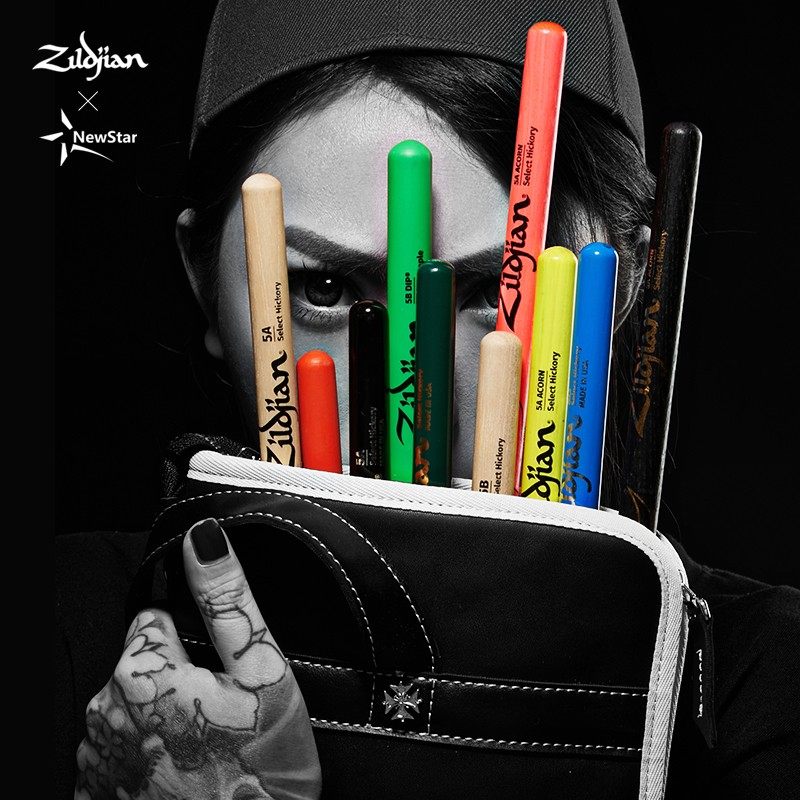 知音鼓棒ZILDJIAN防滑美产胡桃木枫儿童女7a5a新星彩色架子鼓鼓槌