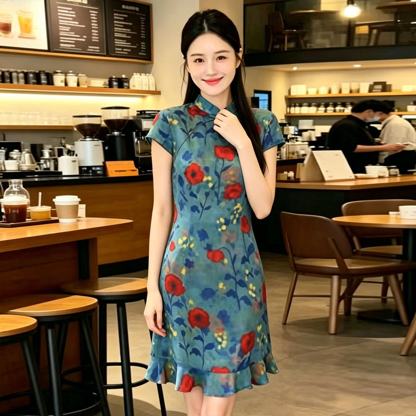 夏季复古改良旗袍连衣裙显瘦短裙