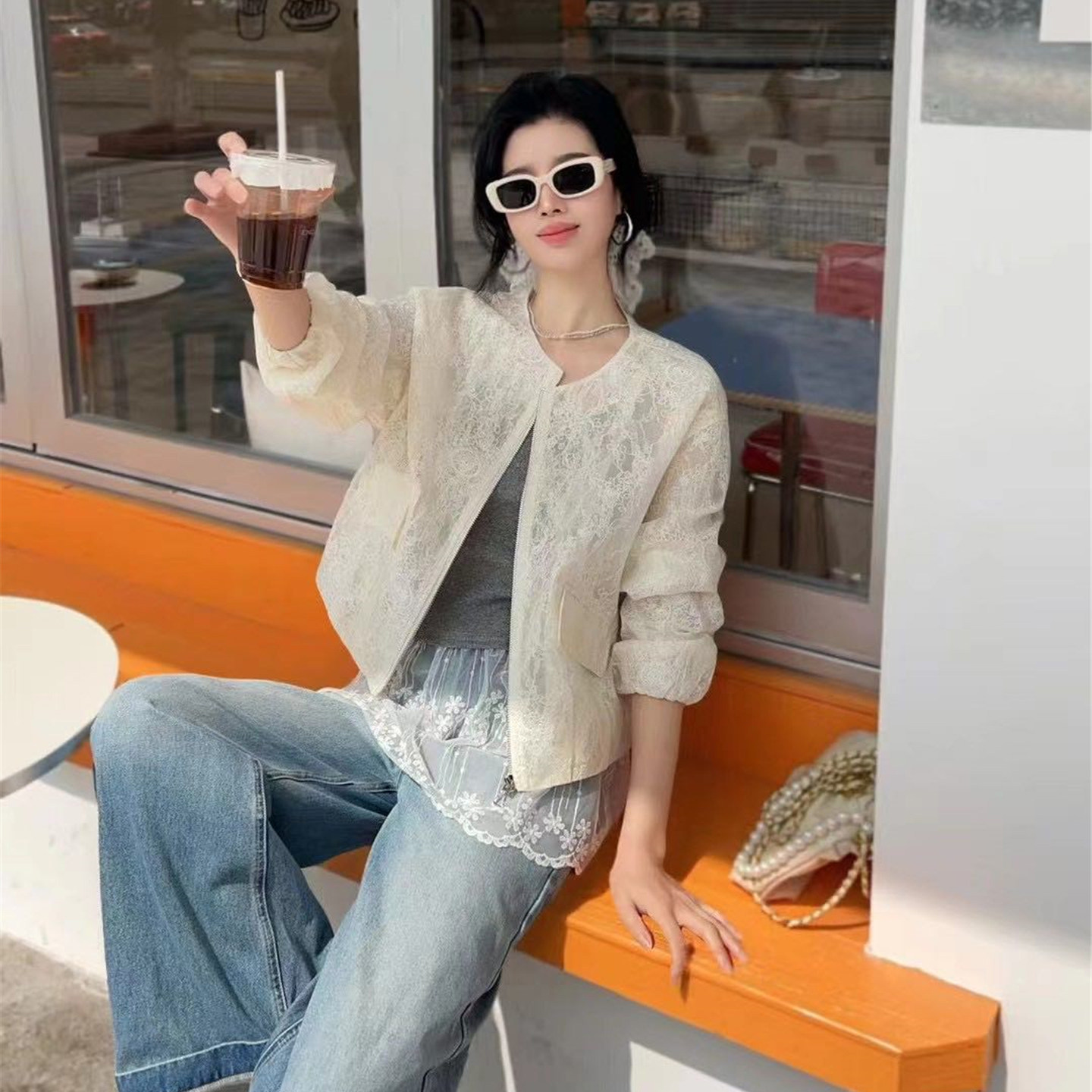 2026春季新款白色蕾丝短外套女装设计感时尚减龄防晒开衫夹克上衣