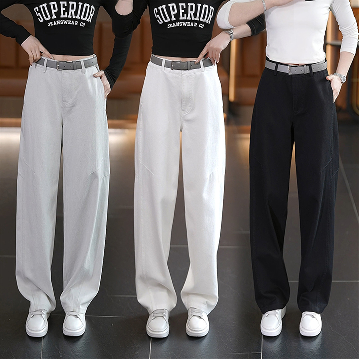 高腰休闲弯刀阔腿裤女2026春季新款西装裤宽松显瘦百搭直筒长裤子