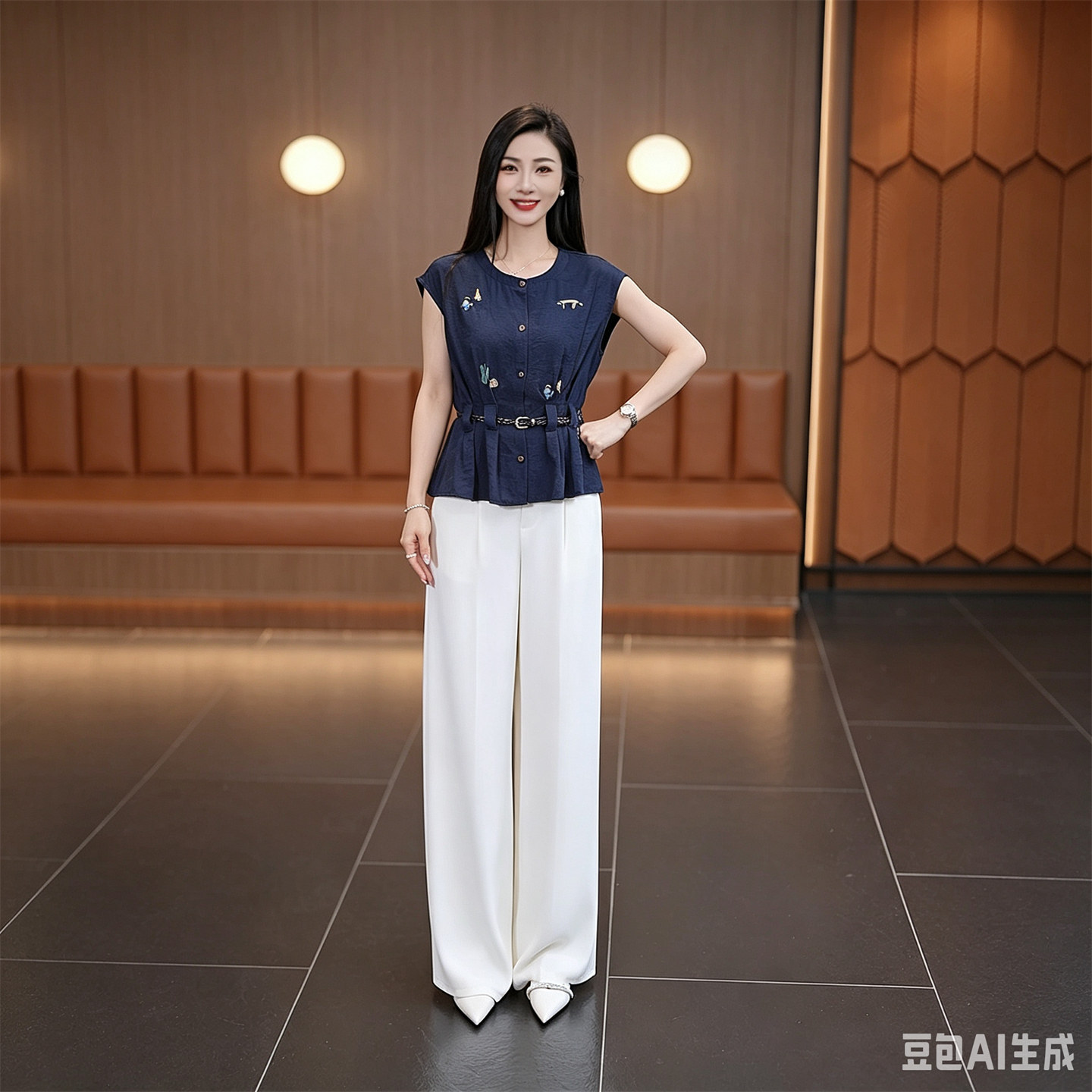 夏季复古刺绣系带显瘦短袖衬衫女