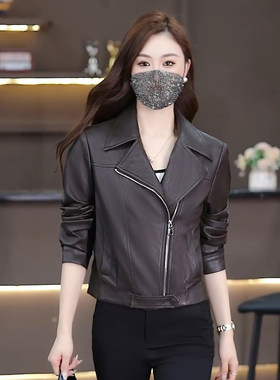黑色短款PU机车皮衣女显瘦夹克