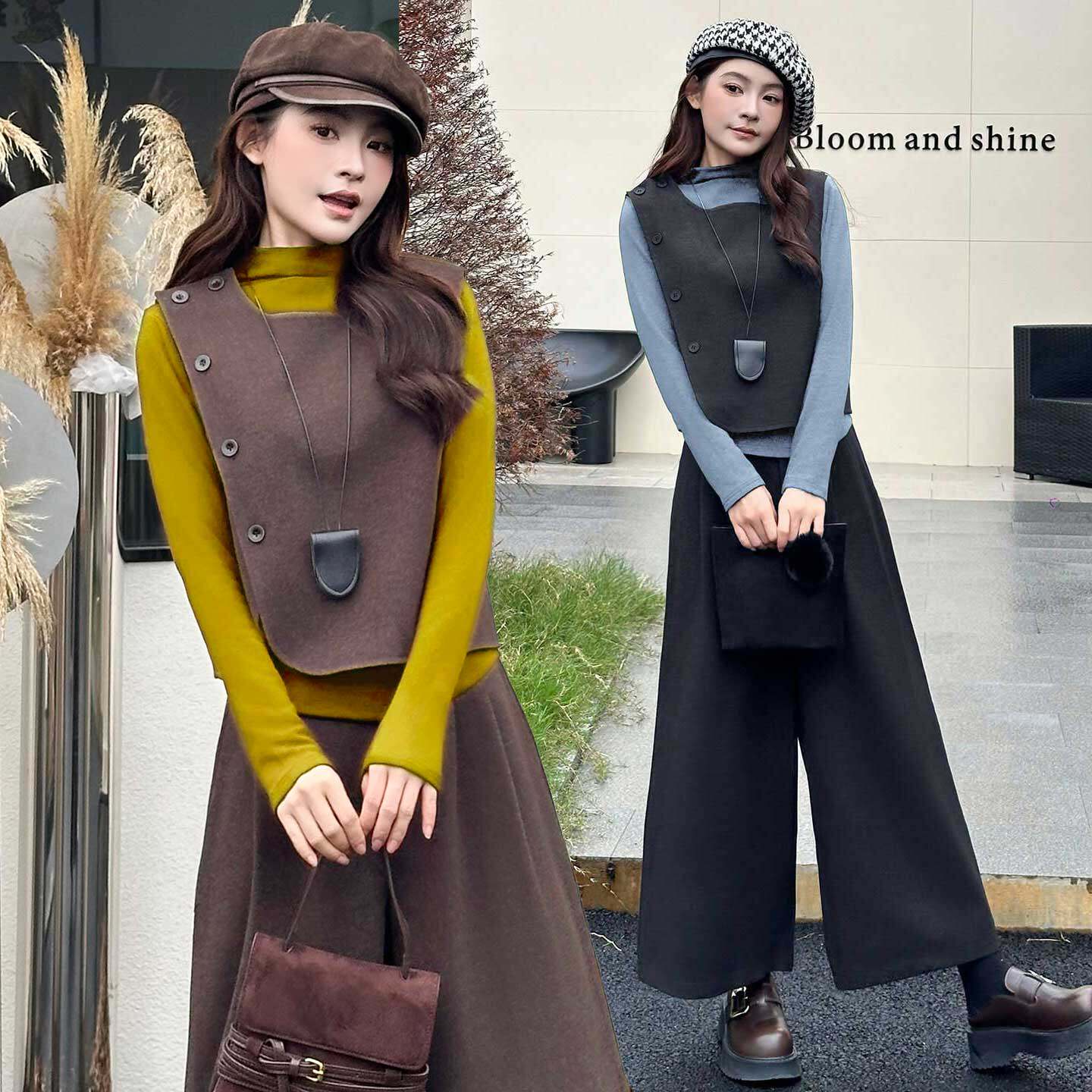 秋冬套装女时髦显瘦西服马甲打底衫阔腿裤三件套装极简风通勤穿搭,女装/女士精品,时尚套装,淘宝优惠券,粉丝福利购,淘宝优惠卷