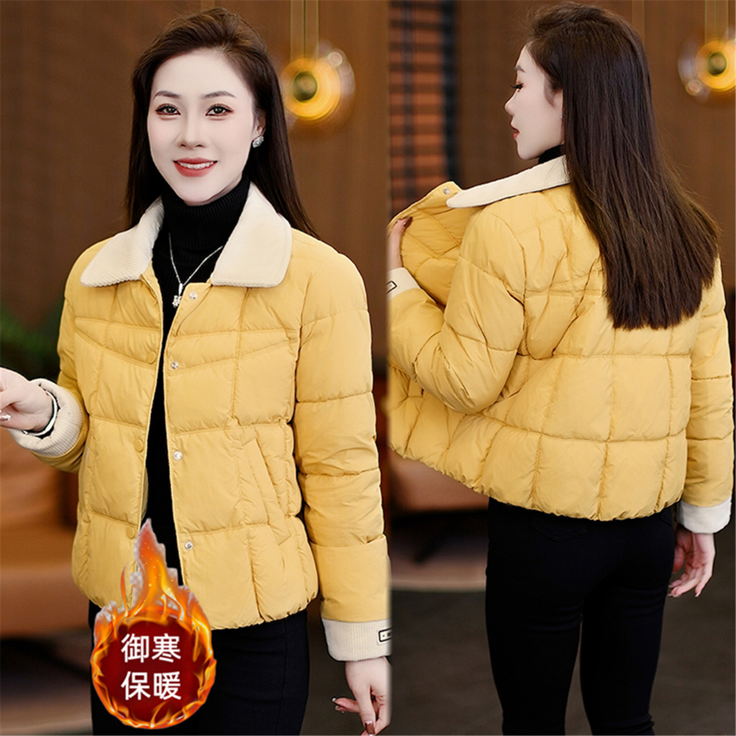 小个子加厚保暖显瘦短款棉衣服女