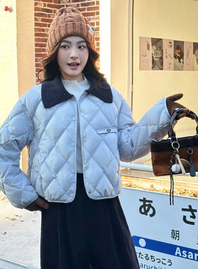 菱格绗缝棉服女短款秋冬季小棉衣
